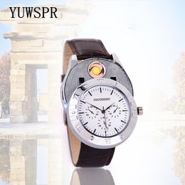 Men watches Lighter Cigarette Watches USB Charging Quartz Watch Flameless Cigarette lighter outdoor men gift clock JH-311242p