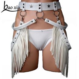 Other Fashion Accessories Vintage Tassel Boho Fringe Wide Belt for Women Personality Leather Bondage Straps Waist Ladies Garter Accessories 230802