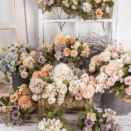 Decorative Flowers 28cm Artificial Chamomile Rose Autumn Decoration Wedding Bridal Bouquet Home Decor Party Display Flower Flowe