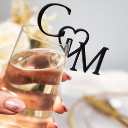 Other Event Party Supplies 2050100pcs Personalised Drink Stirrers Custom Initial Wedding Drink Tag Glass Markers Alternative Champagne Topper Wine Charms 230802