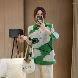 Women's Blouses Shirt Women Loose Relaxed Blouse Female 2023 Spring/Summer Rugged Print Fashion Polo Collar Cardigan Top