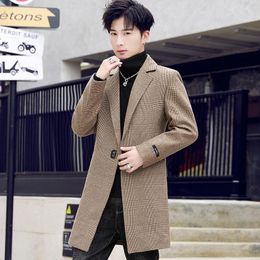 Men's Trench Coats High-end Korean Version Of Fashion Casual Business Handsome Trend In The Long Coat Matching Slim Woollen