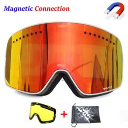 Ski Goggles Magnetic Ski Goggles Anti-fog UV400 Double Layers Lens Snowboarding Skiing Goggles for Men Women Ski Glasses Eyewear Graced lens 230802