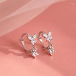 Hoop Earrings 925 Sterling Silver Butterfly-Shape Women's Korean Style Fashion Cute Bow Ear Buckles Fine Jewellery