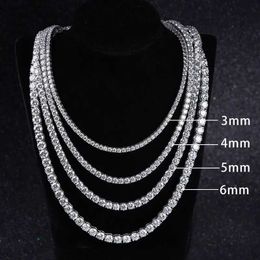 Men Women Moissanite Diamond Necklace 3mm-6mm 14k White Gold Tennis Chain