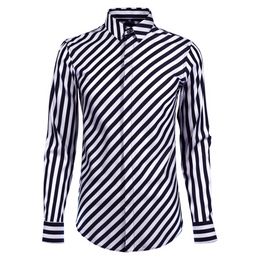 Minglu 50%cotton 50%Silk Men Shirt Luxury Stripe Men Shirt Long Sleeve Mens Dress Shirt Casual Slim Fit Mens Shirts Plus Size