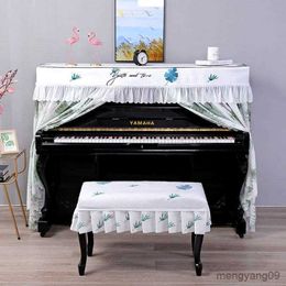 Dust Cover New Piano Protective Cover European Simple Fresh Chiffon Full Pack Upright Piano Dust-Proof Cover Towel Thicken Cloth R230803