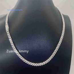 Pass Diamond Tester Gra Certificates 6mm 8mm Width One Row 925 Sterling Silver Vvs Moissanite Cuban Link Chain Necklace