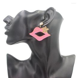 Stud Earrings 2023 Punk Pink Mouth Acrylic Women's Flower European And American Jewellery