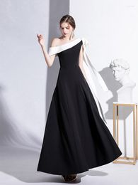 Runway Dresses Black Celebrity One Shoulder A-line Sleeveless Bow Ribbon Zipper Woman Elegant Simple Wedding Party Prom Evening Gowns