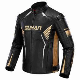 Motorcycle Apparel DUHAN New style Motorcycle riding jacket Men Leather Windproof Warm Fallproof Moto Locomotive racing suit x0803