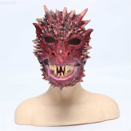 Party Masks Halloween Fancy Dress Party Cosplay Activity Jaw Fiery Dragon Mask Realistic Animal Latex Mask Holiday Novelty Gift L230803