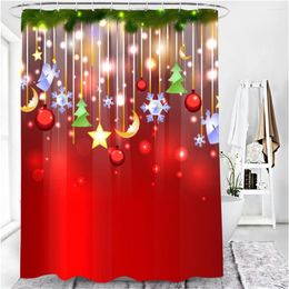 Curtain Ready-made Christmas Trees Red And Green Waterproof Shower Curtains Transparant Plastic For Bathroom Sets Fabric Hooks Rings