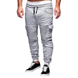 Men's Pants Men Casual Joggers Solid Thin Cargo Sweatpants Male Pocket Trousers Mens Sportswear Hip Hop Harem Pencil Pants#f3