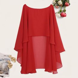 Scarves Short Front Long Back Shawl Fashionable Women's Chiffon Elegant Irregular Hem O-neck Sling Dress Gown Thin Pullover Style