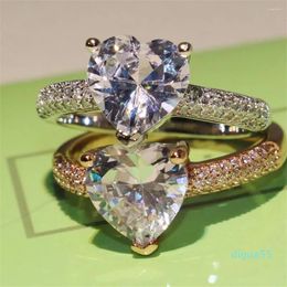 Cluster Rings 2023 Jewellery 925 Sterling Silver Pear Cut Stunning Clear Zirconia Eternity Women Wedding Heart Ring Set