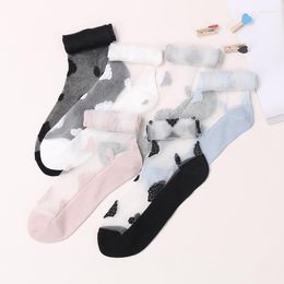 Women Socks DONG AI 1 Pairs Casual Creative Transparent Crystal Silk Trend Knee High Sock Long Sox