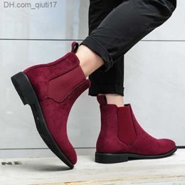 Boots Chelsea boots men's 38~48 suede leather classic red and black designer business casual British style men's sliding boots fashion ankle boots Z230803