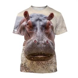 Men's T Shirts 2023 Summer Casual Fashion Fun Hippo 3D Printed T-shirt Street Top Short Sleeve Shirt Trendy Loose