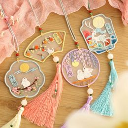 Chinese Style Products DIY Embroidered Bookmark Material Package Embroidery Starter With Flowers Plant Pattern Colour Threads Handmade Bookmark