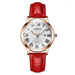 Wristwatches Couple Calendar Quartz Watch Female Leather Strap Waterproof Simple Exquisite Fashion Watches For