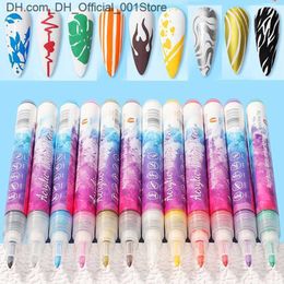 Nail Polish 12 nail brushes graffiti nails acrylic nail brushes waterproof paint lining DIY 3D abstract lines nail art beauty tools Z230802 Z230802