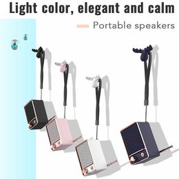 Portable Speakers Vintage Bluetooth Pink Speaker Wireless Stereo Speakers Portable Speakers with Powerful Sound Card