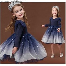 Girl's Dresses Men's Swimwear Long sleeved girls' winter princess dress sequins elegant children's birthday wedding party evening dress children's Z230803