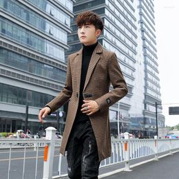 Men's Trench Coats High-end Solid Colour Fashion And Handsome Korean Version Of Leisure In The Long Coat With All Slim Peacoat