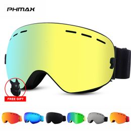 Ski Goggles PHMAX Ski Goggles Double Layers UV400 Anti-fog Ski Glasses Skiing Mask Men Women Snow Goggles Pro Winter Snow Sports Goggles 230802