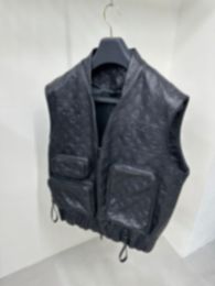 Highly Popular Imported Embossed Genuine Leather Cowhide Leather Vest - European Size S-XXXL