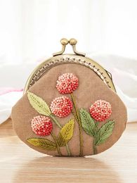 Chinese Style Products Diy Handmade Embroidered Coin Purse Women Embroidery With Ring Fancywork Sewing Cross Stitch Set Embroideri Handicrafts