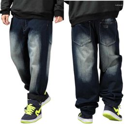 Men's Jeans Men Denim Baggy Pants Hip Hop Loose For Cotton Blue Jean Extra Large 36 38 40 42 44 46