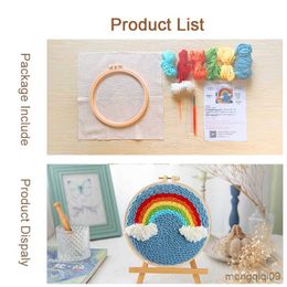 Chinese Style Products DIY Punch Needle Painting With Embroidery Hoop Yarns For Beginner Needle for Embroidery Home Craft Set Kids Adult Gift R230803