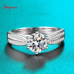 Wedding Rings Smyoue Real 3 Carat Engagement Ring Luxury Bridal Set Solitaire Promise Lab Diamond Sterling Silver Band 230802