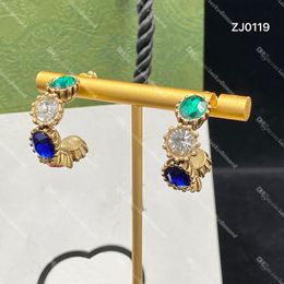 Colorful Rhinestone Stud Women Vintage Party Earrings Diamond Designer Lady Ear Loop