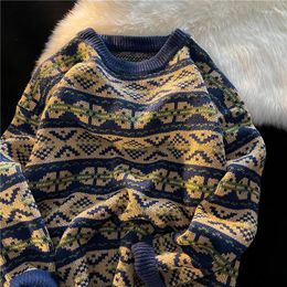Men's Sweaters Mens Sweater Vintage Pullover Turtleneck Casual For Men Clothing Geometry Pullovers Male Clothes