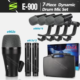 Microphones SENNESAI E900 7-Piece E917 E904 E902 Wired Dynamic Drum Microphone Kick Bass Tom/Snare & Condenser Mic Instrument Cymbals