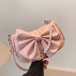Umhängetaschen Bowknot-Tasche für Frauen 2023 modische neue Perlenkette Umhängetasche Modedesign Western-Stil Textur Umhängetaschenstyledhandbagsstore
