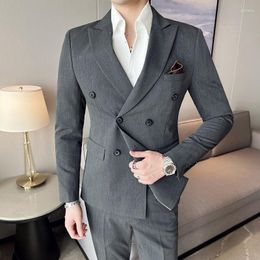 Men's Suits Blazers Set For Men (Jacket Pants) Two Piece 2023 Solid Business Casual Slim Fit Formal Dress Groom Tuxedo Wedding