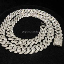 Fine Jewellery Hip Hop 925 Sterling Silver Vvs Moissanite Diamond Iced Out 14mm Miami Cuban Link Chain 22inch Necklace for Men