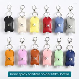 Storage Bottles Disinfect Hand Sanitizer Leather Keychain Holder Travel Bottle Refillable Containers Reusable With Carrier