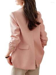 Women's Suits Autumn Winter Fashion Casual Women Blazer Pink Black Coffee Female Long Sleeve Double Breasted Loose Ladies Jacket