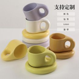 Cups Saucers Korean-style Couple Fat Coffee Cup Dish Gift Box Set Ins Ceramic High Beauty