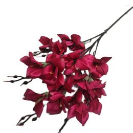 Decorative Flowers One Silk Lily Flower Branch Faux 20 Heads Oil Painting Effect Lilium Hybrids Stem For Wedding Home Floral Decoration