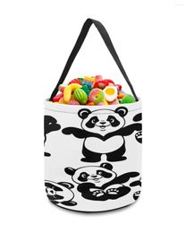 Sacos de armazenamento Panda dos desenhos animados Cesto preto e branco Balde de doces Portátil Bolsa para casa Brinquedos para crianças Cesto Suprimentos para decoração de festas