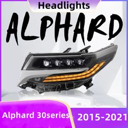 Car Headlights For Alphard 30 Series 20 15-20 21 Upgrade 4-eye Style DRL Front Lamp Signal Running Headlight
