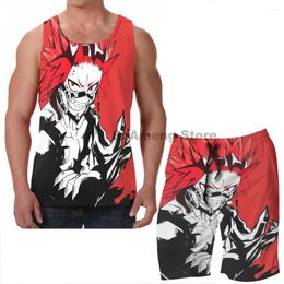 Men's Tracksuits Summer Casual Funny Print Men Tank Tops Women Red Riot Board Beach Shorts Sets Fitness Sleeveless Vest