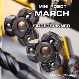 Spinning Top WANWU EDC Fidget Spinner Marching Robot Button Steel Ball Fingertip Gyro Decompression Metal Toys 230803