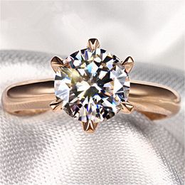Korean Classic Six-Claw Ring Luxury Magic Salt Lake Diamond Plated 18K Imitation Moissanite Diamond Ring Open Six-Claw Wedding Wholesale
